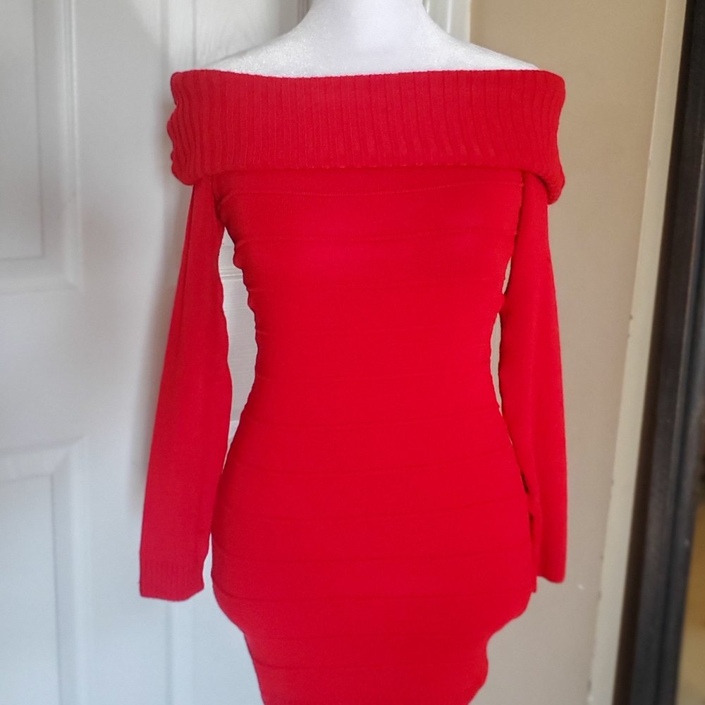 Elegant Red Off-Shoulder Sweater